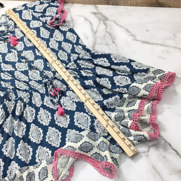 Matilda Jane Blue Pink Geo Print Tassel Romper Womens‎ Large Short Sleeve Boho - Picture 11 of 12